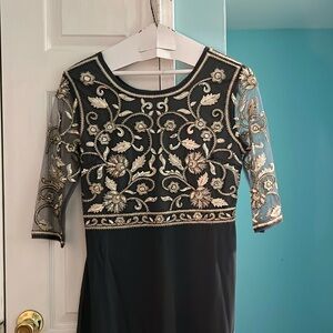 Elegant Black and Gold Embroidered Dress